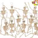 JOYIN 10 PCS 16" Halloween Skeleton Decor, Full Body Stayable Movable Joints, Posable Hanging Skeletons for Halloween Decoration, Yard, Graveyard, Haunted House Props, Spooky Scene Party Favor
