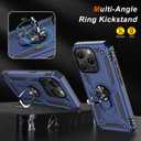 2 x IKAZZ for iPhone 15 Pro Max Case 6.7 Inch with Screen Protector,Military Grade Shockproof Heavy Duty Protective Phone Cover Pass 16ft Drop Test with Magnetic Kickstand Car Mount Holder,Blue