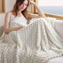Bedsure Cozy Throw Blanket for Women - Soft Throw Blankets for Couch, Cute Small Fleece Gifts for Girls, Off White, 50x60 Inches (Throw (50" x 60"))