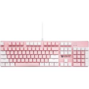 Mechanical Keyboard Gaming Keyboard | Blue Switch, Pink & White Color, White Backlit Keyboard | 104 Keys US Layout | Wired Gaming Keyboard | Hot Swappable Mechanical Keyboard | PC Keyboard