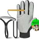 3PCS Pet Hair Removal Tool Set-Dog & Cat Hair Remover, Pet Hair Removal Glove, Carpet Rake for Carpet, Couch, Furniture, Car Interior & More-Reusable Pet Hair Remover for Multi-Surface Cleaning