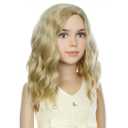 Blonde Wig Kids Child Short Wavy Wig Ash Blonde Wigs Mixed Blonde Wigs for Gilrs Cosplay Party Heat Resistant Blonde Synthetic Hair(Ash Blonde)