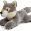 Wolf Stuffed Animal for Kids,8 inch Realistic Animal Plush Toy Lying Down Posture Animals,Plush for Boys Girls Adult Birthday Hug Teaching(S-Wolf)