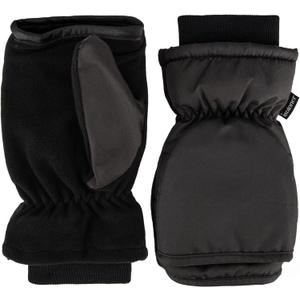 isotoner womens Water Repellent Touchscreen Iridescent Sleekheat Gloves and Flip Top Mittens (Small-Medium, Black)