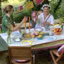 Talking Tables Colorful Mexican Pom Pom Garland for Boho Fiesta Birthday Party Llama Decor; Great for Encanto, Moana Themes; 13ft Paper Garland, Easy to Hang