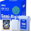 100ct Semi Rigid Card Holders & 100ct Soft Sleeves for PSA, SGC, BGS, CSG Graded Cards Submissions, Ultra Clear Semi Rigid Baseball Cards Grading Sleeves Protectors