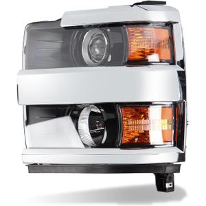 Headlights Assembly Compatible with Chevy Silverado 2500HD 2015-2019,Headlamp Halogen Driver Side Replacement GM2502416 84388592 Chrome Left Side
