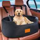 Dog Car Seat for Medium Dogs Up to 50 lbs, Pet Booster Seat for Cars SUVs and Trucks, Travel Dog Bed with Safety Strap, Thick Cushion, Non-Slip Base, Washable and Portable (Black)
