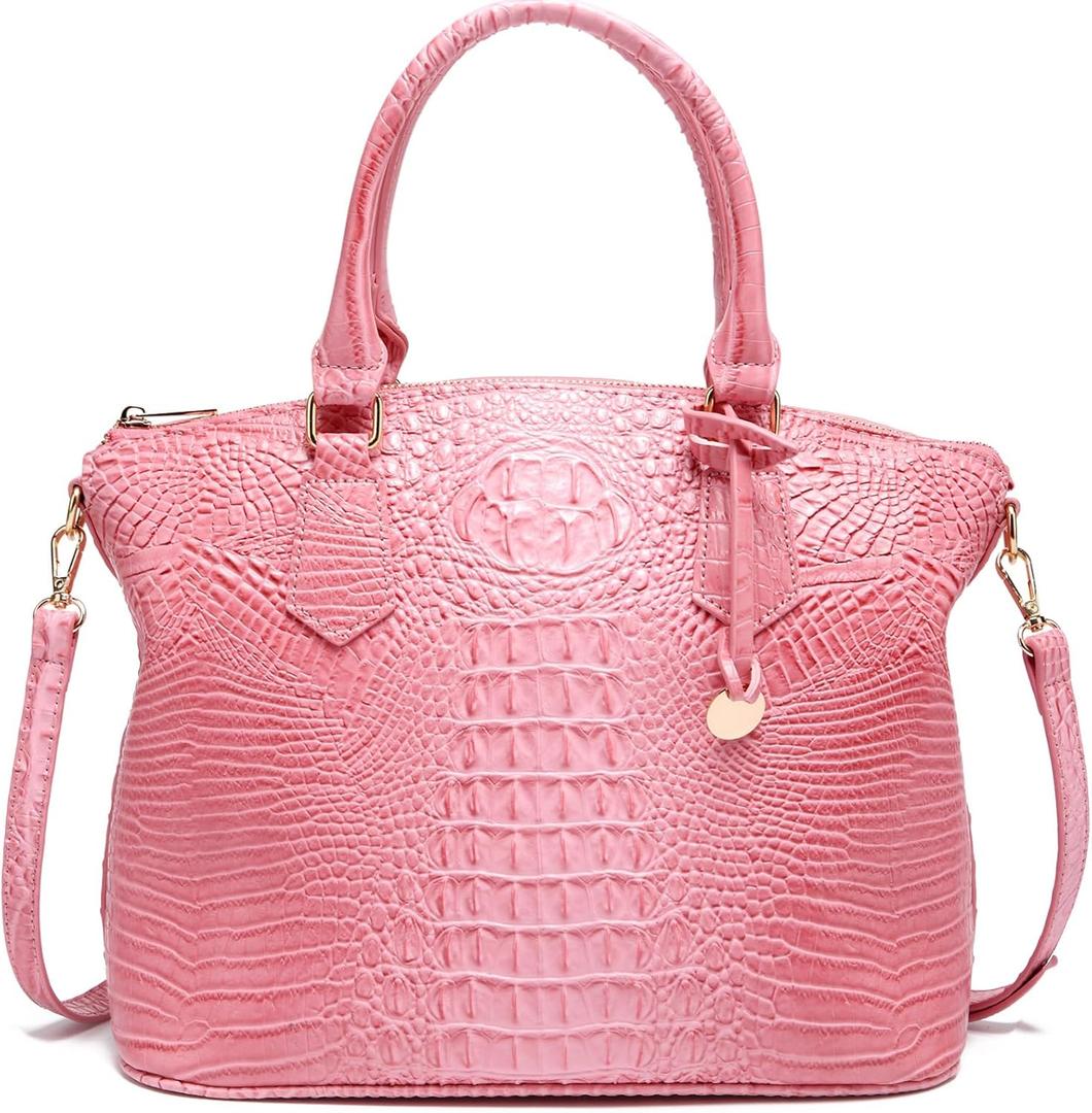 Crocodile Leather Tote Purse for Women Large Capacity Satchel Handbag with Strap Crossbody Bag for Work & Travel