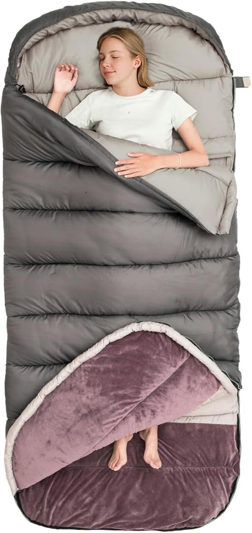 BISINNA 0 Degree Sleeping Bag XL for Adults Cold Weather Sleeping Bags Winter Big and Tall Large Sleeping Bags Zero Degree Camping, 230 x 90 cm