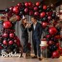 Black Red Balloon Arch Double Stuffed Black Burgundy Maroon Balloons Dark Ruby Red Metallic Balloon Garland Kit for Birthday Wedding Anniversary Graduation Party Decorations