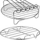 Air Fryer Rack XL Air Fryer Accessories Set of 2, Double Layer Rack with Skewer, Stackable Metal Holder