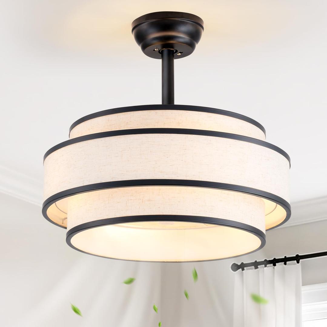 20'' Caged Boho Black Fandelier Ceiling Fans with Lights and Remote Control