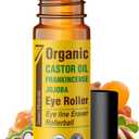 Seven Minerals Castor Oil Roll On Eye Roller for Under Eye Bags, Dark Circles & Wrinkles - Powerful Organic Blend of Castor, Frankincense & Jojoba - Brighten, and Revitalize Skin & Face - 0.33 fl oz