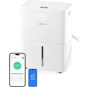 2500 Sq.Ft Dehumidifier for Home Basement 34 Pints Max - Smart WiFi Controlled Dehumidifier with Drain Hose Dry Clothes 24HR Timer 1.6L tank for RV Bedroom Bathroom Homelabs Office Large Room