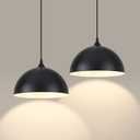 Black Pendant Lights Kitchen Island 2 Pack, 11.8 Inches Dome Pendant Light Fixtures, Farmhouse Pendant Light, Modern Pendant Lights for Kitchen Island Dining Room Bedroom