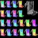 Cowgirl Boot Shot Glasses Set of 16pcs Light Up Plastic Shot Glasses Western Party Decorations Cowboy Shot Glasse Set with Necklace Party Cups for Party Favors Adults Bachelorette Birthday Carnival (Clear)