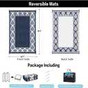 HUGEAR Outdoor Plastic Straw Rug, Waterproof Mat, Washable Large Floor Mat and Rug for Outdoors, RV, Beach, Patio, Camping, Backyard, Deck, Picnic, Outside (6x9ft, Olive-Leaf/Dark Blue&White)
