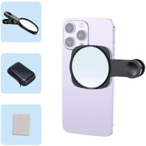 3 x Selfie Mirror Compact Phone Mirror Universal Phone Clip for iPhone | for iPhone 15/14/13/12 Android Samsung Smartphone Selfie Vlog Accessories
