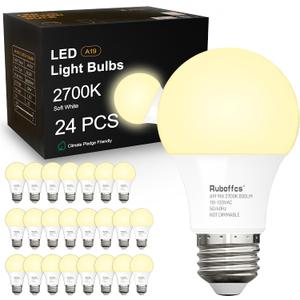 A19 LED Light Bulbs,Soft White 2700K,60 Watt Equivalent,24 Packs
