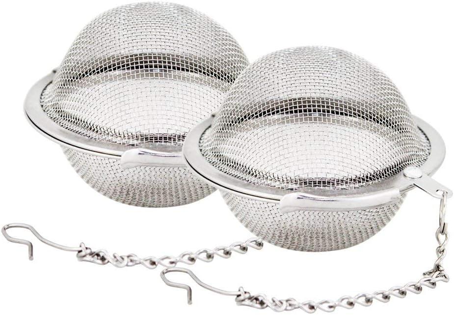 Fu Store 2pcs Stainless Steel Mesh Tea Ball 2.1 Inch Tea Strainers Teas Infuser Strainer Filters for Teas