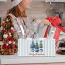 Chinoiserie Christmas Kitchen Utensil Holder, Xmas Tree Grandmillennial Cooking Utensil Holder Wooden Storage Organizer Box for Kitchen Counter, Blue and White Christmas Decor