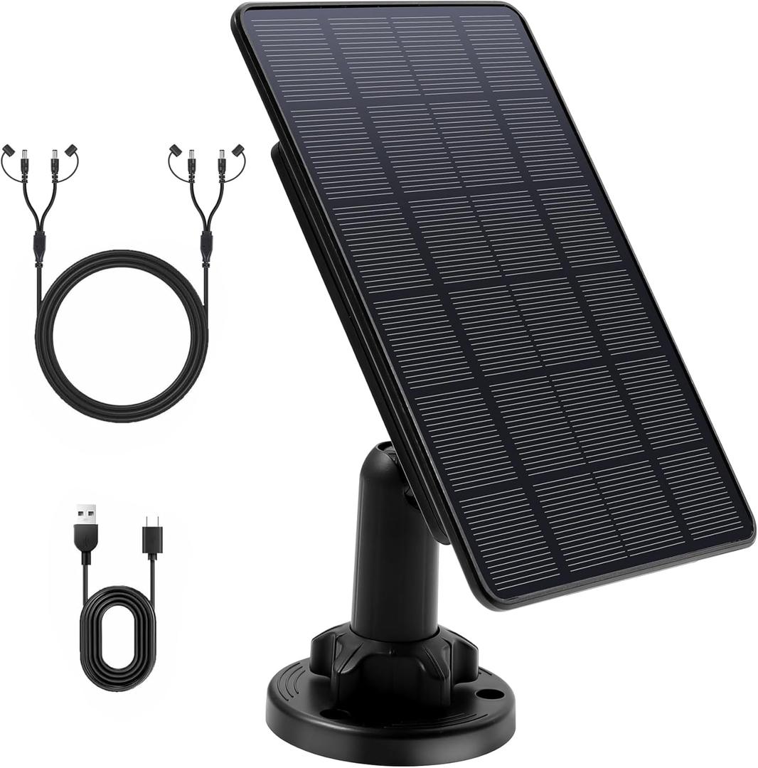 5W Trail Camera Solar Panel, 12V Solar Battery Kit Build-in 5200mAh Rechargeable Battery, Hunting Accessories for Game Camera IP65 Waterproof, Continuous Solar Power for Trail Camera