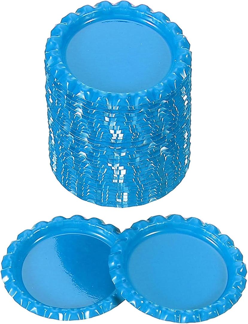 PATIKIL 100 Pieces Bottle Caps for Crafts, 1 Inch Decorative Double Sides Printed Flat Bottle Caps Bulk for DIY Pendants Scrapbooks Badge, Light Blue