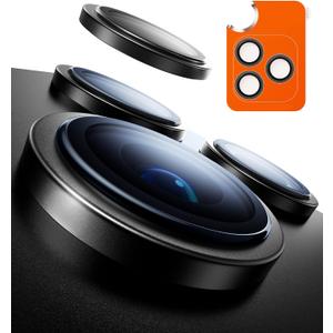 TORRAS 3-Year Ultimate Durability for iPhone 16 Pro Max/16 Pro Camera Lens Protector - 1:1 Invisible Fit & Ultra Clarity, Military-Grade 9H+ Aerospace Glass Anti-Scratch Easy Installation, Black Titanium