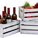 Storage Crates 3 Pcs Wooden Crates Decorative Boxes,Nesting Storage Container Rustic White,Boxes for Storage, Display,Decor