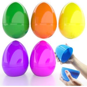 6 Inch Jumbo Fillable Easter Eggs, 12-Pack Colorful Bright Plastic Easter Eggs, Perfect for Easter Egg Hunt, Surprise Egg, Easter Hunt, Assorted Colors, 6" Giant Fillable Eggs (12-Pack)