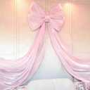 Large Pink Bow Birthday Decorations, 32'' x 71'' Big Bow Themed Backdrop Room Wall Decor Wedding Engagement Bachelorette Baby Shower Bridal Christmas Tree Decoration (Large)