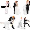 Romantic Wedding Party Cake Topper Ornament, Synthetic Resin Bride & Groom Figurine Used for Wedding Cake,Valentine's Day Present,Home Decoration (E)