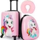 emissary 3 Pieces Unicorn Kids Luggage Set for Girls, 16" Hardside Carry on Luggage with Spinner Wheels, Toddler Suitcases Set Travel Rolling Kid's Luggage Airline Approved