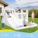 12.5FTx10.6FT Oxford White Bounce House, Kids Inflatable Castle with Slide and Ball Pool, Medium to Large Inflatable Bounce House, Can Be Used Indoors or Outdoors, Wet and Dry Use, Multi-Functional Toy