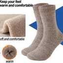 Josnown 5 Pairs Wool Socks Mens, Thick Warm Winter Thermal Cozy Boot Socks (A-black/Gray/Blue/Brown/Camel)