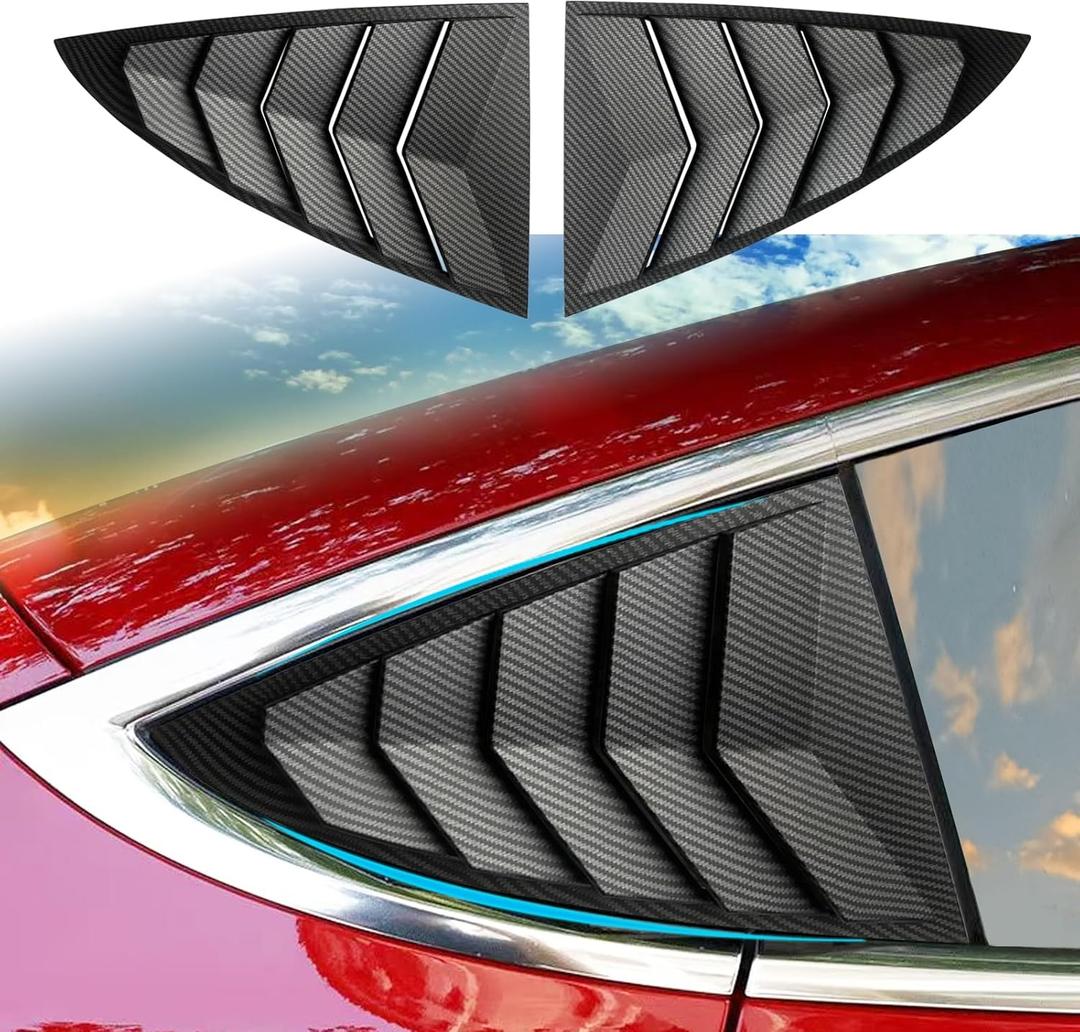 for Tesla Model 3 Rear Side Window Cover Louver Sport Style, for Tesla Model 3 2017-2025 Exterior Decoration Accessories (Model 3-Matt Carbon Fiber Pattern)