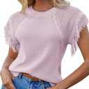 GRACE KARIN Women's Sleeveless Sweater Vest Fringe Cap Sleeve Sweater Casual Crew Neck Loose Fit Pullover Tank Tops S-2XL