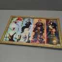 Haunted House Halloween Wall Art Large Wooden Vintage Gold Framed Horror Theme Pictures for Rustic Landscape Wall Decor, Aesthetic Halloween Wall Welcome Decor (Including Wooden Frame)