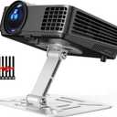 Adjustable Projector Stand with 1/4" Screw, Silver Ceiling Mount for Home Office Studio, Mini Projector Holder Bracket with Cable Ties