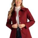 Allegra K Womens Work Office Winter Overcoat Single Breasted Point Collar Pea Coat Small Red XL