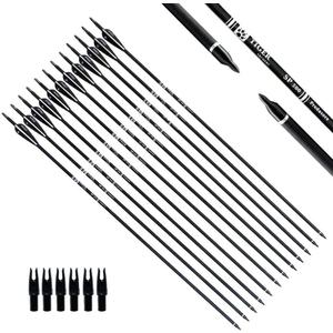30Inch Carbon Arrow Practice Hunting Arrows with Removable Tips for Compound & Recurve Bow (Pack of 12) (Black White)