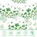 50Pcs Green Shamrock Oval Paper Plates 10"x12" Large Disposable Heavy Duty Green Lucky Clover Platters Lucky Shamrock Clover Dessert Plates for Spring Garden Irish Holiday Birthday Party Supplies