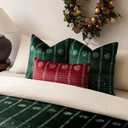 Foindtower Pack of 2 Decorative Velvet Christmas Pattern Throw Pillow Covers Holiday Print Cushion Cover with Snowflake Accent Pillowcase for Couch Sofa Living Room Home Decor,2020 Inch,Dark Green