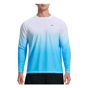 Men's Long Sleeve Rash Guard Quick Dry Swim Shirts UPF 50+ UV Sun Protection Tee Surfing Tops(White/Blue,XL)