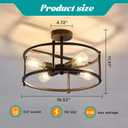 hesoge Industrial Semi Flush Mount Ceiling Light,4 Light Rustic Metal Ceiling Light Fixture,Black Farmhouse Chandelier for Kitchen Island Dining Room Hallway Entryway Bedroom Living Room.