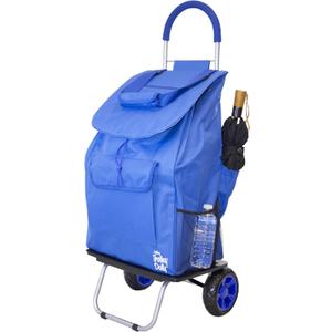 dbest products Bigger Trolley Dolly, Blue Shopping Grocery Foldable Cart