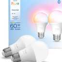 Philips Hue Essential Smart LED A19 Bulb, White and Color Ambiance, E26 Base, 8.8W, 2200K-6500K, 800 Lumens, Dimmable, Works with Alexa, Google, and Apple Home, 2-Pack