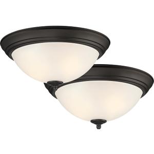 Designers Fountain Flush Mount Ceiling Light, 2-Pack, 13 Inch Frosted Glass Lighting Fixture for Kitchen, Bedroom, Bathroom, and Hallway, LED Bulbs Not Included, Oil Rubbed Bronze
