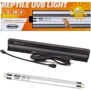 MRREPTILE T8 UVB Reptile Light, 15W 10.0 UVB Lamp for Desert Reptiles, Bearded Dragon UVB Light Bar, UVB Reptile Liner Light Fixture and Tube Bulb